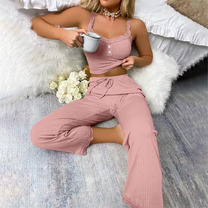 Dámské pyžamo sety Pijama pyžamo žena podzimní set Sexy ženy spaní ženy kalhoty spací salon spodní prádlo