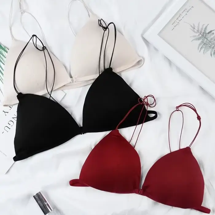 Sexy bavlněná push-up podprsenka pro ženy s výstřihem a trojúhelníkovým tvarem
