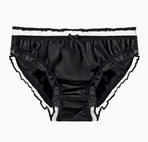 Unisex morušové hedvábné spodní prádlo, slipy hladké s volánky, Sexy, pohodlné, měkké a lesklé, erotické kalhotky pro páry, pevné spodní prádlo s mašle