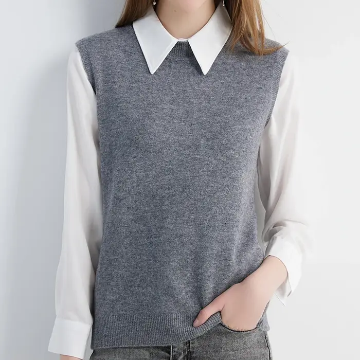 Pull femme gilet tricots pulls 100% laine chandails printemps automne Vintage tricot vêtements hauts