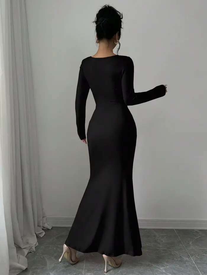 Robe quatre saisons pour femmes, nouveau Style, tempérament élégant, rétro, couleur unie, col carré,