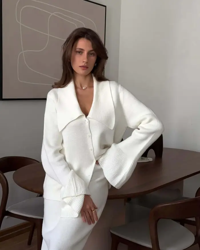 Hirsionsan Sexy měkký elegantní vintage dámský kostým 2dílný