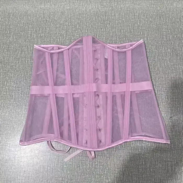 Viditelná dámská síťovina korzet, zeštíhlující opasek, sexy, prsní obal, ramínko krajka-up s 16 pruhy, bílá, červená, XXS až 5XL