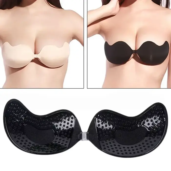 Dámské push up neviditelné podprsenka, backless, bez ramínek, bradavky kryt, přední uzavření, Bralette spodní prádlo, silikonové samolepicí podprsenka Pad