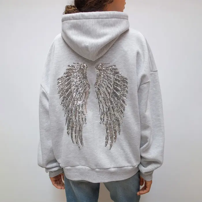 Y2K – sweat à capuche rétro à paillettes, ailes d'ange, ornement, Harajuku, doux, décontracté, Stree
