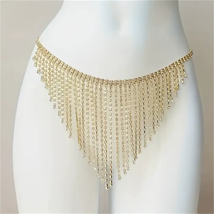Chaîne de soutien-gorge bikini en cristal, string sexy en strass, soutien-gorge à franges, chaîne lo