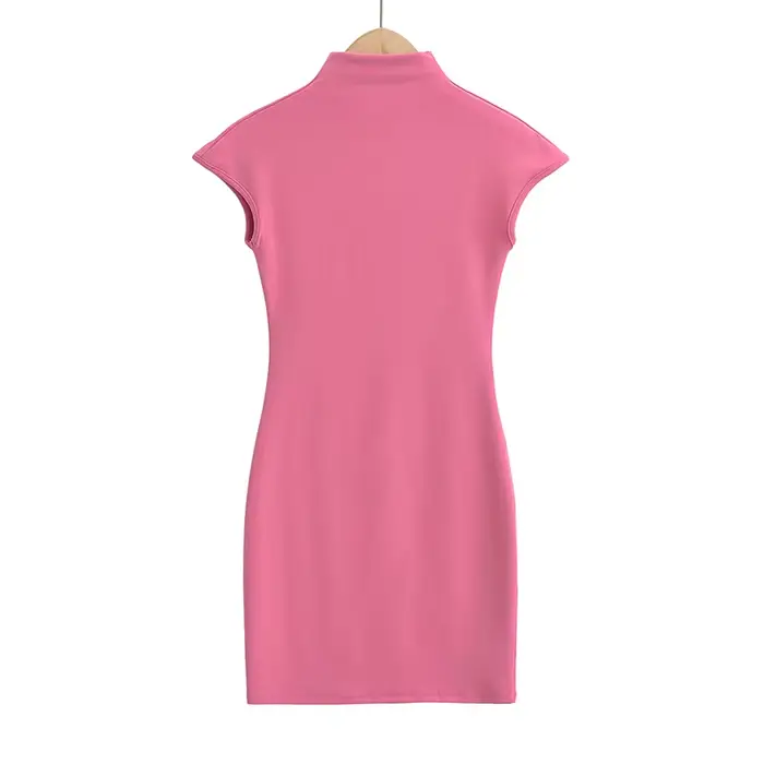 Mini-robes tricotées pour femmes, vêtements vintage sexy, robes noires, manches courtes, col roulé, 