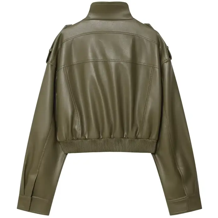 Veste femme veste simili cuir vert femme Demi-saison veste d'extérieur femme automne nouveau dans ma