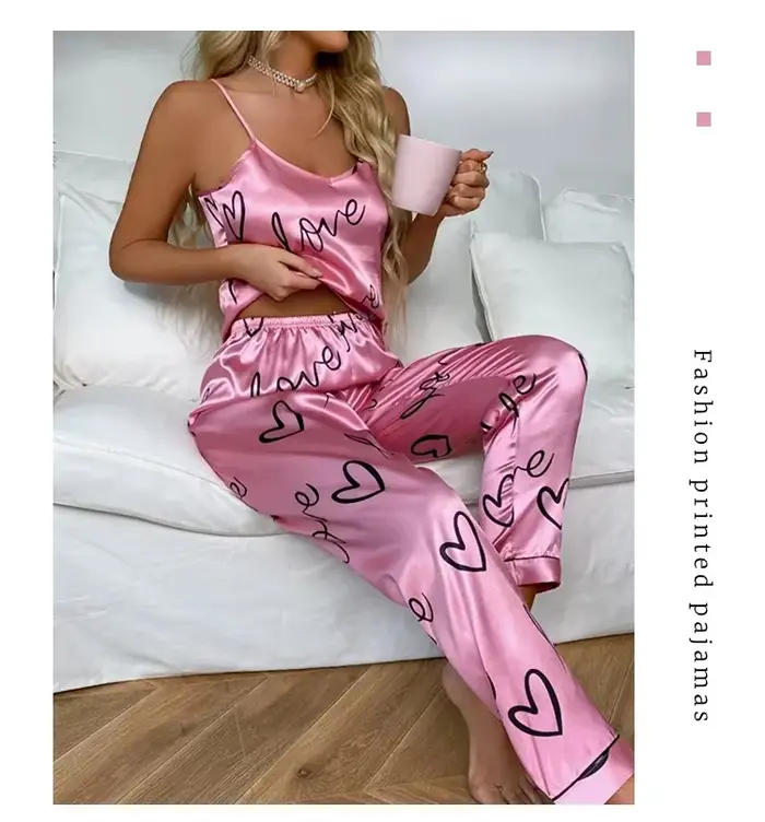 Ensemble de pyjamas en satin pour femmes, chemise en émail avec surintendant, vêtements de nuit sexy pour dames, pyjama lingerie