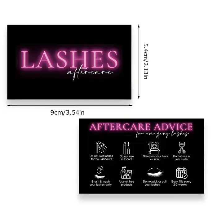 Carte de soins après-vente pour cils noirs, 50 pièces, cartes de fidélité pour Studio de beauté, Ext