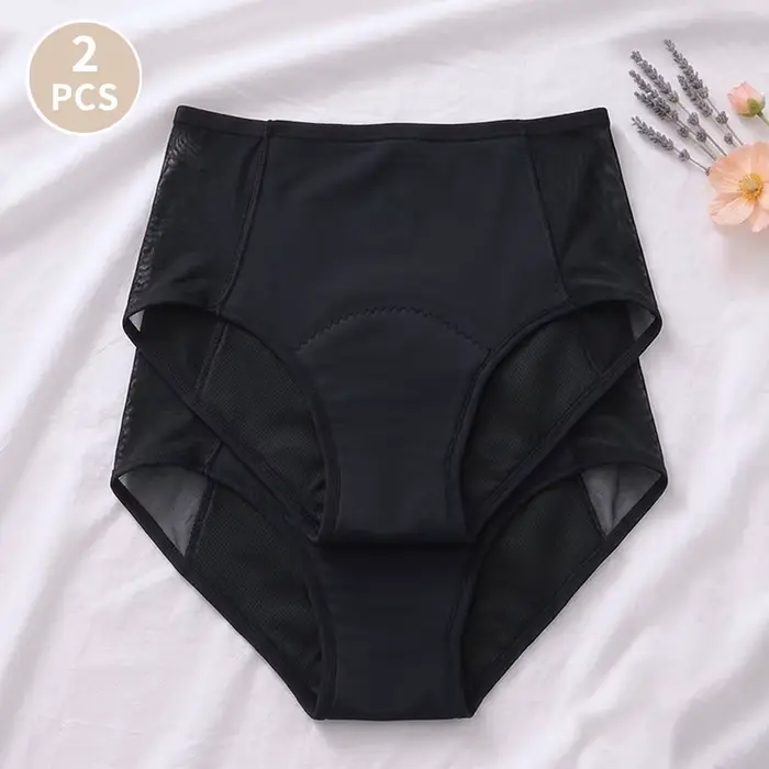 Lot de 2 culottes menstruelles absorbantes, culottes menstruelles pour flux abondant, sous-vêtements post-partum, culottes taille haute pour incontinence, grande taille