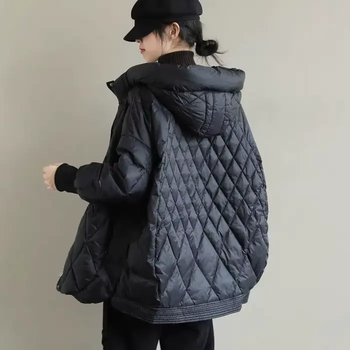 Veste en duvet de coton léger pour femme, pardessus décontracté, vêtements d'extérieur chauds à capu