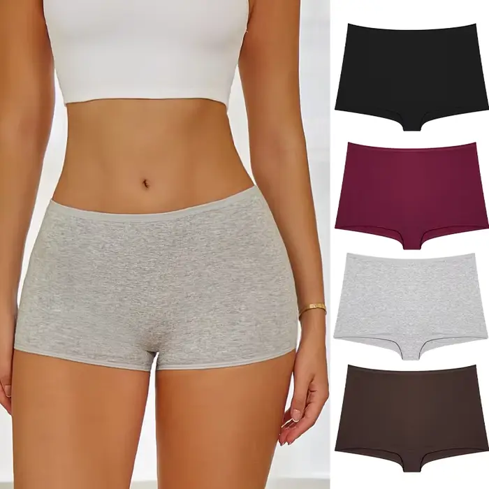 Nouvelles culottes pour femmes coton sans couture sport boxeurs sous-vêtements femme couleur unie slips confortable Lingerie intime caleçon XS-XL