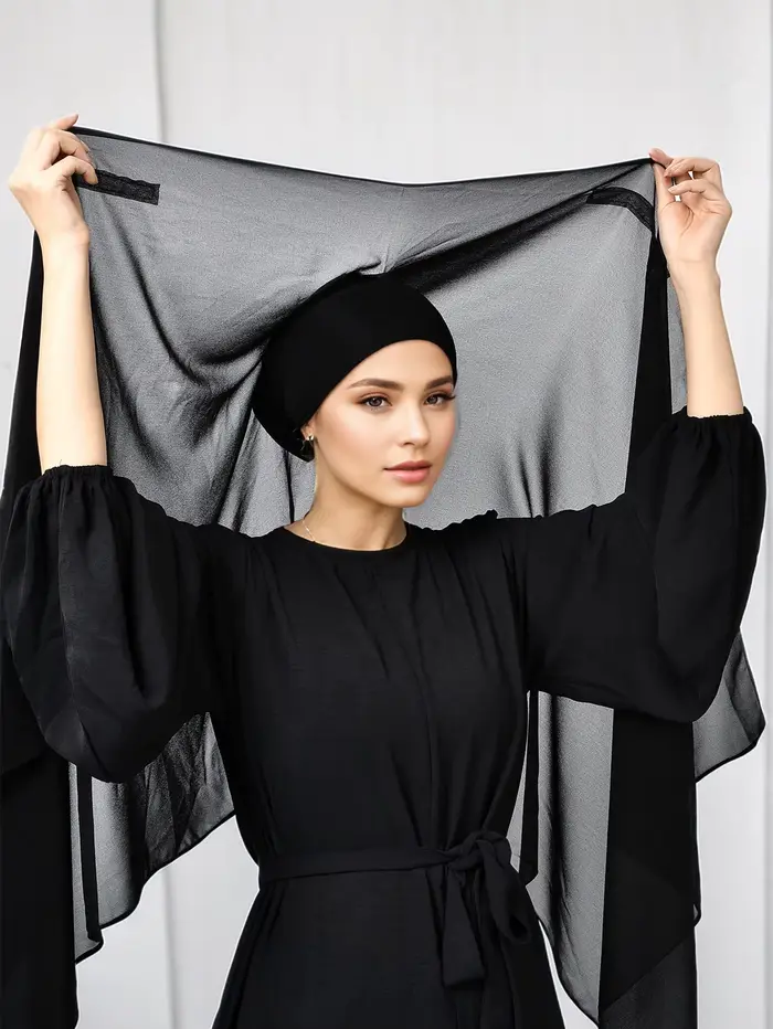 Hijab instantané en mousseline de soie avec boucle magnétique, couleur unie, écharpe musulmane pour 