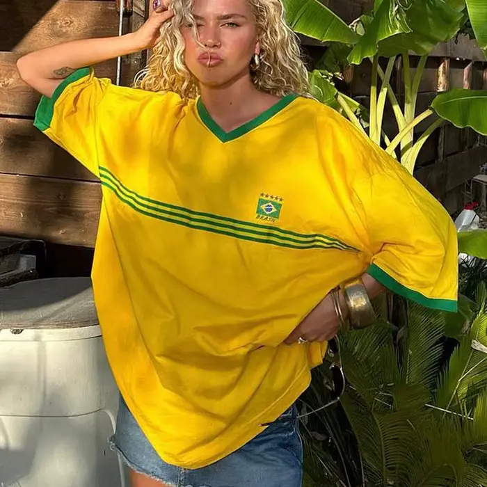 T-shirt à manches courtes et col rond pour femme, haut court, streetwear, esthétique, rue haute, imp