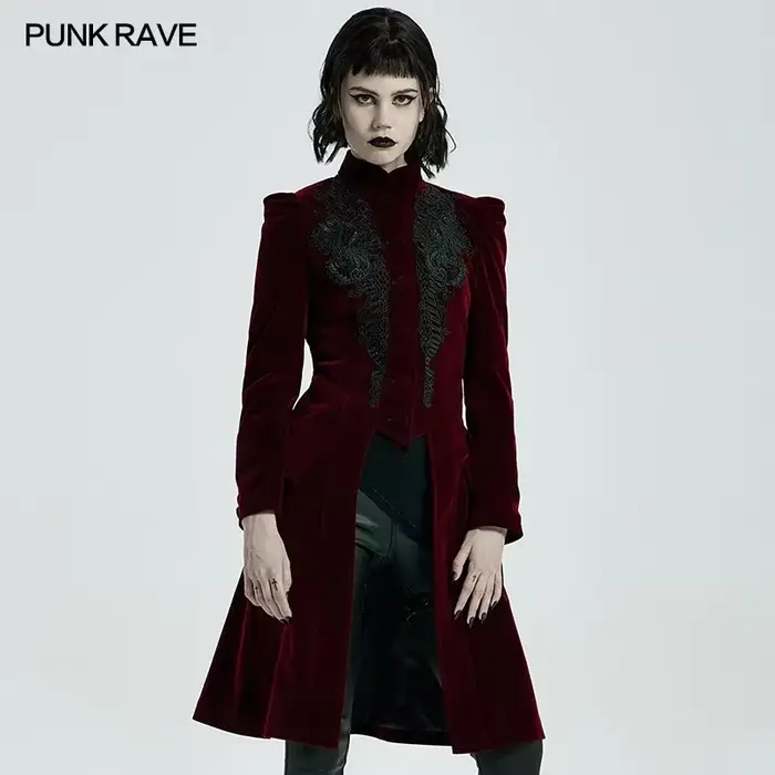 PUNK RAVE - Gotický polodlouhý kabát pro ženy