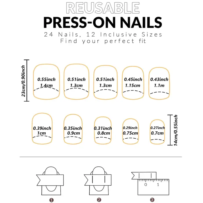 24 pièces d'ongles français courts avec 1 gelée et 1 lime à ongles 24 pièces d'ongles français court