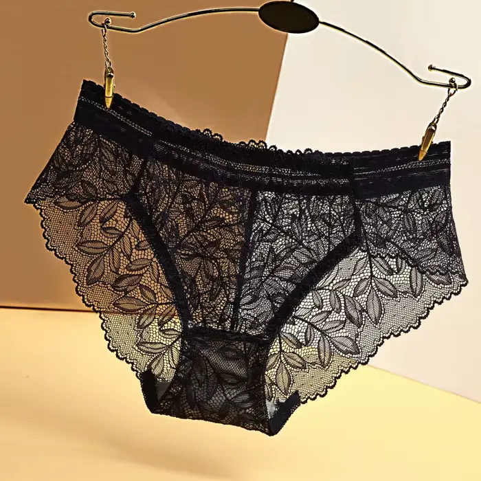Culotte Géométrique en Dentelle pour Femme, Sous-Vêtement Sexy, Taille Basse, Lingerie Féminine
