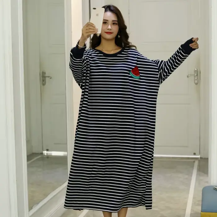 Robe de nuit surdimensionnée à manches longues pour femmes, chemise de nuit de dessin animé, chemise de nuit confortable, vêtements fantaisie