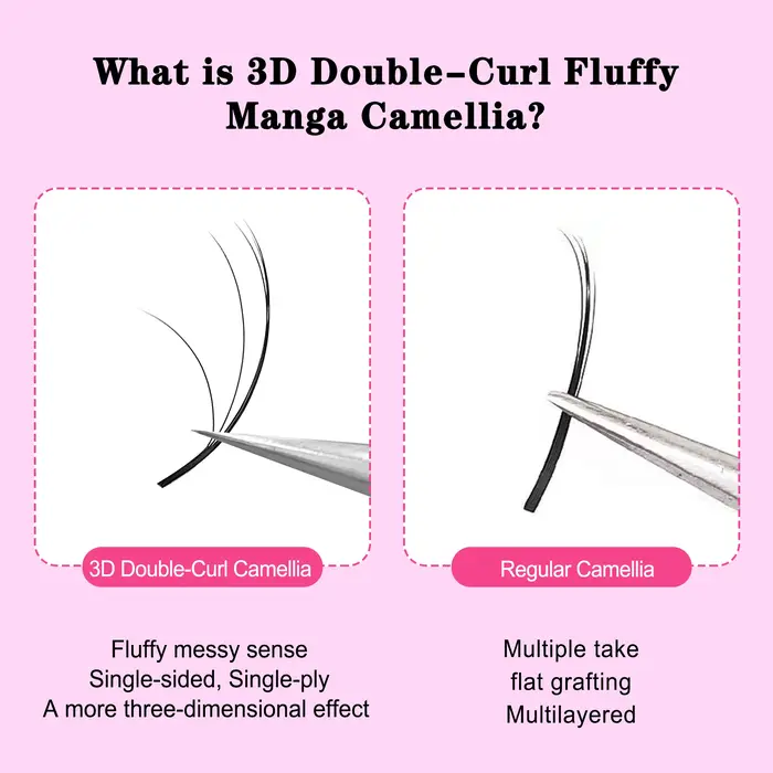 Extensions de Cils Camélia Double Couche, Cils Sauvages 3D, LD LC, Volume Russe, Cils Pelucheux Préf