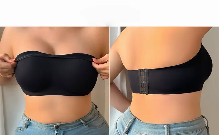 Plus velikost bez ramínek podprsenka - protiskluzové Bandeau s podporou