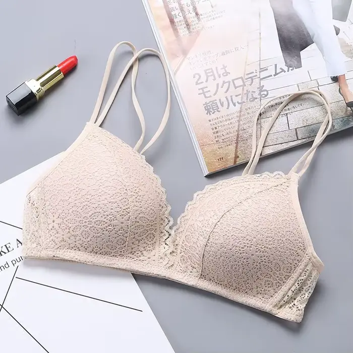 francouzský styl krajka podprsenka pro ženy, sexy top, trojúhelník čepice, měkké a jemné spodní prádlo, bezešvé