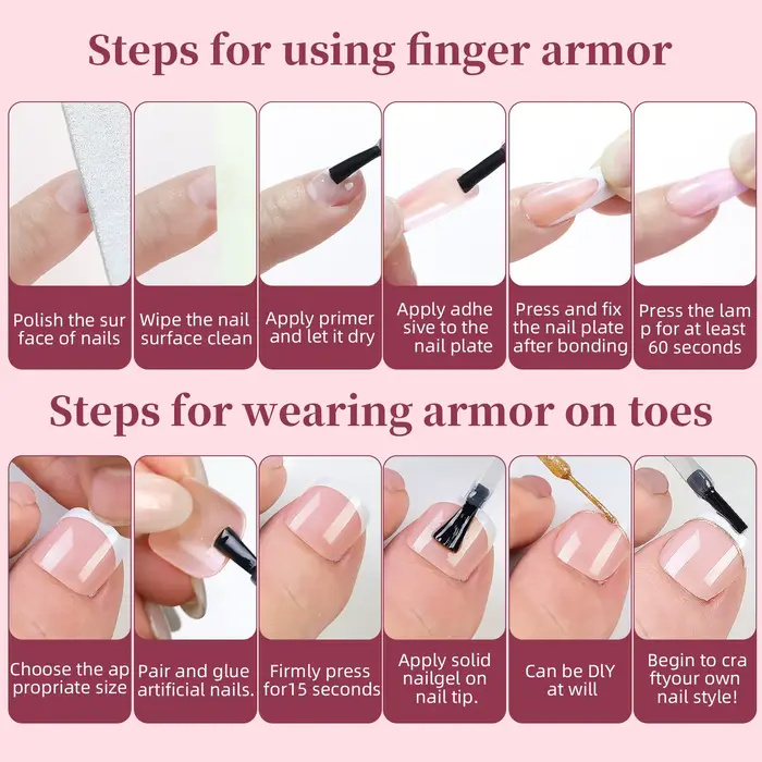 Faux ongles français en acrylique, armure carrée moyenne, couverture complète, pointes pouvant être 