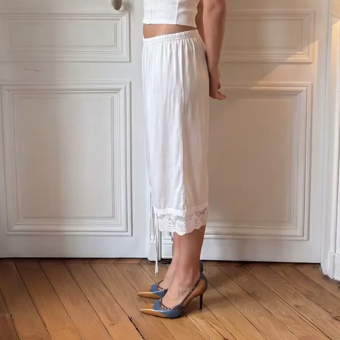 Culottes amples mi-mollet style Cottagecore vintage pour femme, avec dentelle Coquette, pantalon Capri taille élastique, vêtements de détente et de nuit