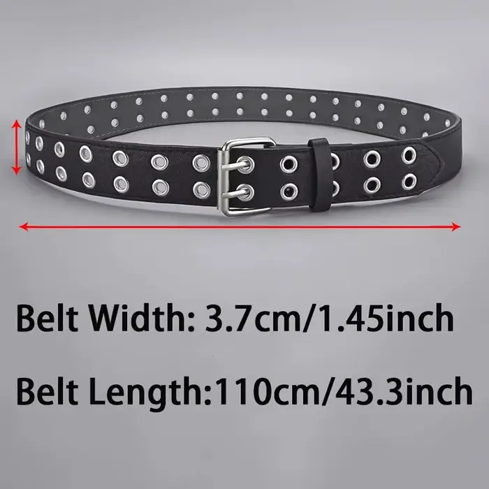 Ceinture simple à double trou pour hommes et femmes, punk, hip hop, rock, sous-culture Y2K, tendance
