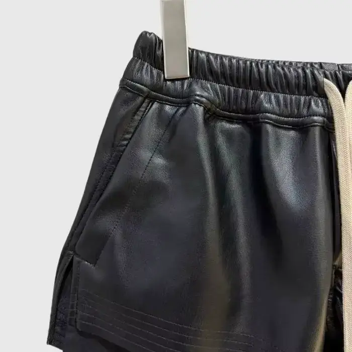 HKSH été nouvelles femmes Style foncé Shorts en cuir PU cordon taille élastique mode Punk Streetwear