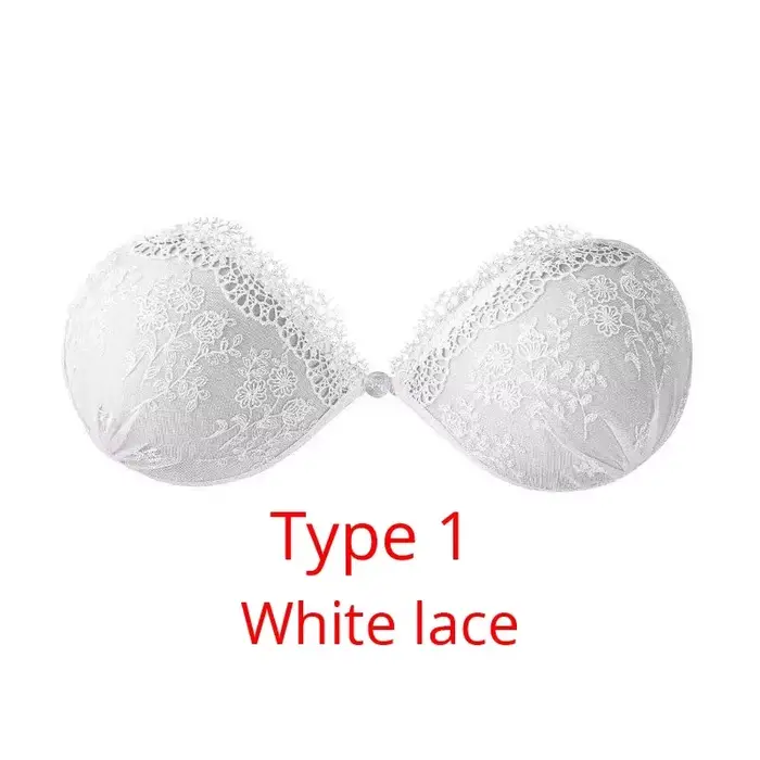 Soutien-gorge brodé en dentelle pour femme, push-up sexy, invisible, auto-adhésif, silicone, fermetu