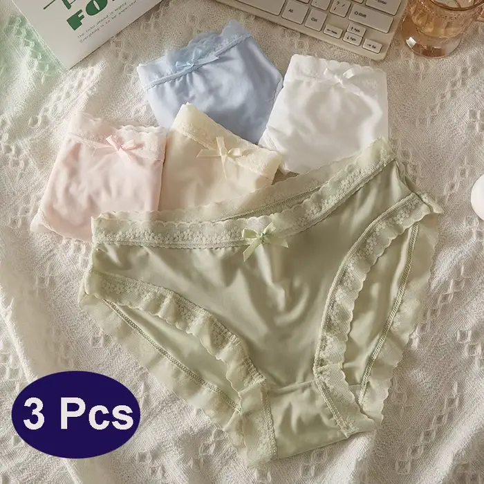 3 kusy dámské nízko střižené kalhotky Sexy krajka rychleschnoucí slipy