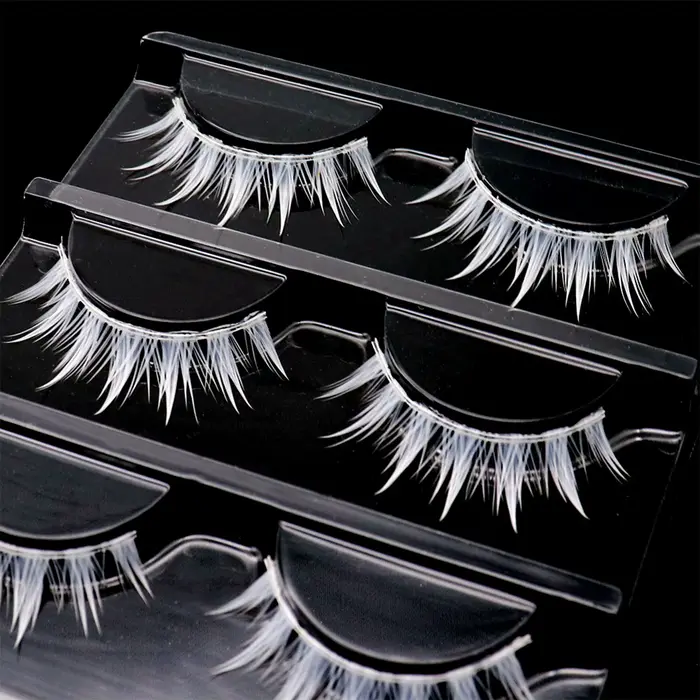 Bandes de cils en plumes blanches, manga Cosplay, faux cils, extensions de cils en grappe complète,
