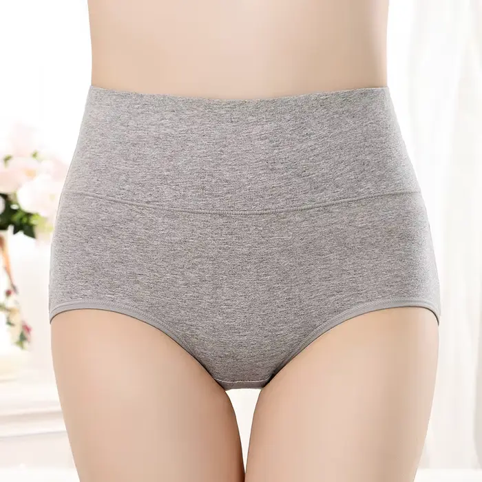 Culottes pour femmes slips de mise en forme abdominale sous-vêtements en coton grande taille taille haute sous-vêtements dames couleur unie Lingeries Sexy doux