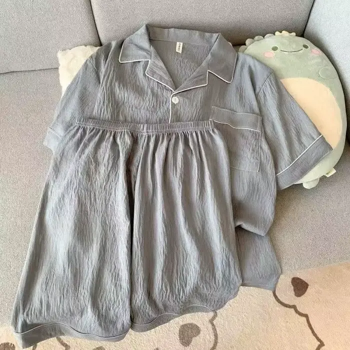 Ensemble de pyjama pour homme, coupe slim, nouveau, couleur unie, haut à manches courtes à col rabat