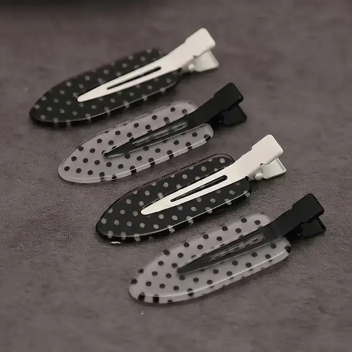 Barrettes à cheveux en acrylique à pois noirs et blancs, minimalistes, maintien sûr, adaptées à un u
