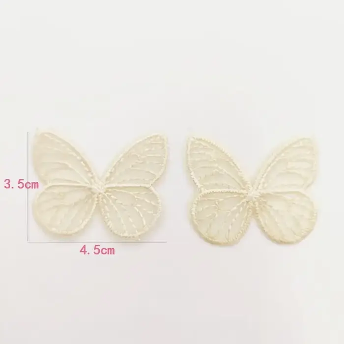Patchs en tissu papillon en maille brodée 4.5x3.5cm, 20 pièces/lot, Appliques pour vêtements, fourni