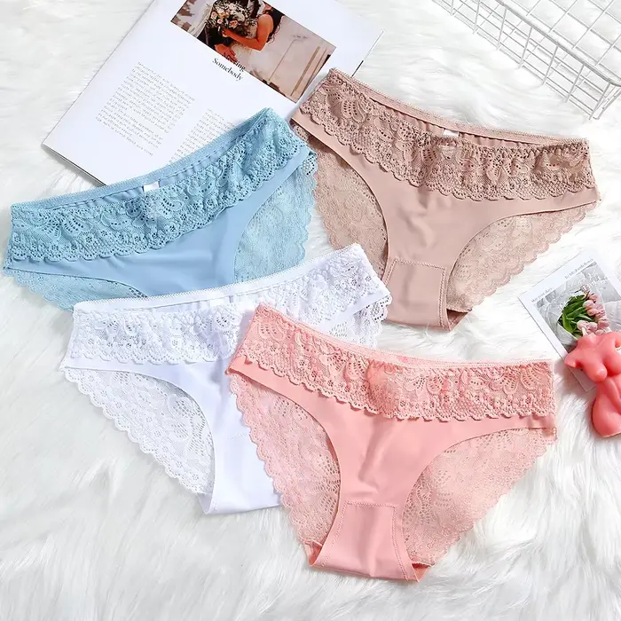 romantické dámské kalhotky krajkové spodní prádlo průhledný nízký pas sexy spodní prádlo pro ženy prodyšné pohodlí solidní žena slipy S-XL