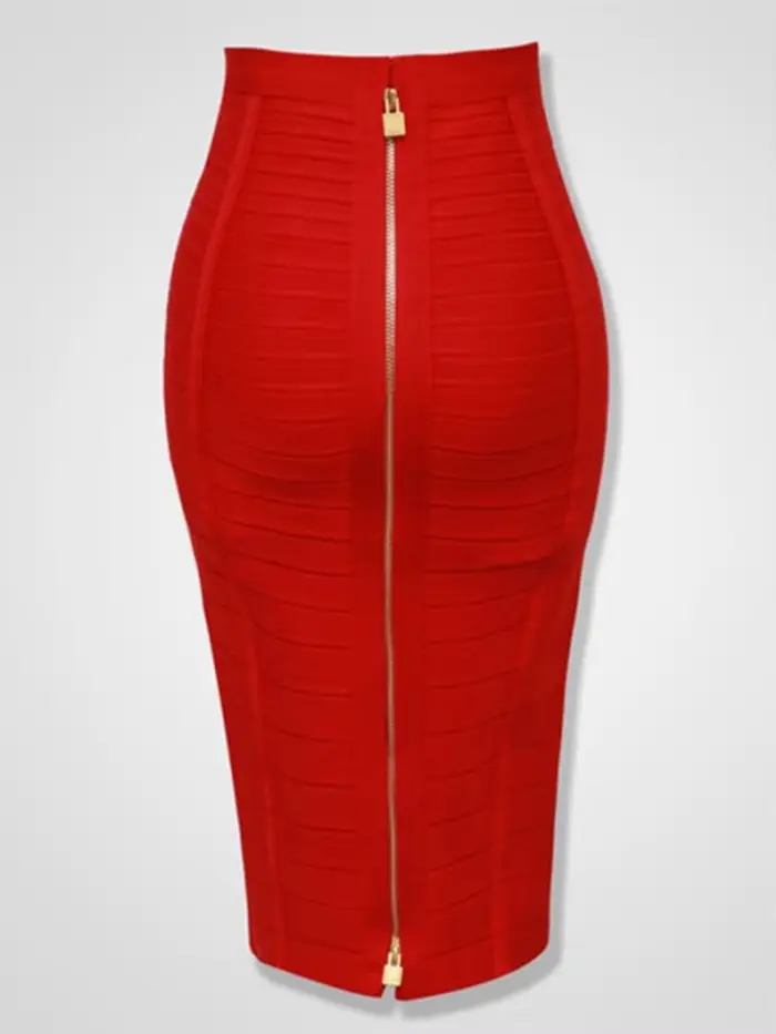16 couleurs Sexy solide fermeture éclair Orange bleu noir rouge jupe de pansement femmes élastique m