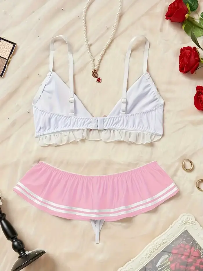 Ensemble de lingerie sexy de marin, costume de cosplay d'écolière, tenue de bikini 3 pièces pour jeux de rôle, Halloween, enterrement de vie de jeune fille