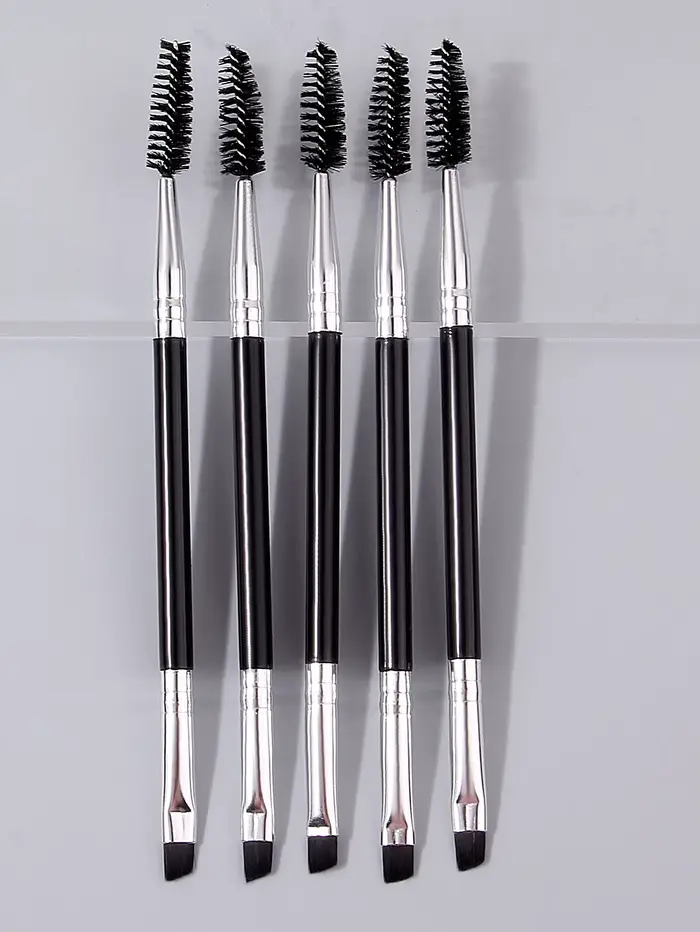 Brosse à mascara noire à double tête, brosse à sourcils, peigne à mascara, rafraîchissement du maqui