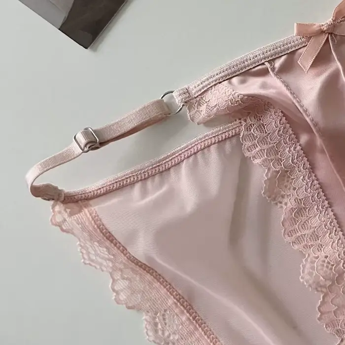 Dámské kalhotky, barva jednobarevný, prodyšné, jemné spodní prádlo, sexy francouzská krajka s mašle, nastavitelné opasek, jemné pletené kalhotky