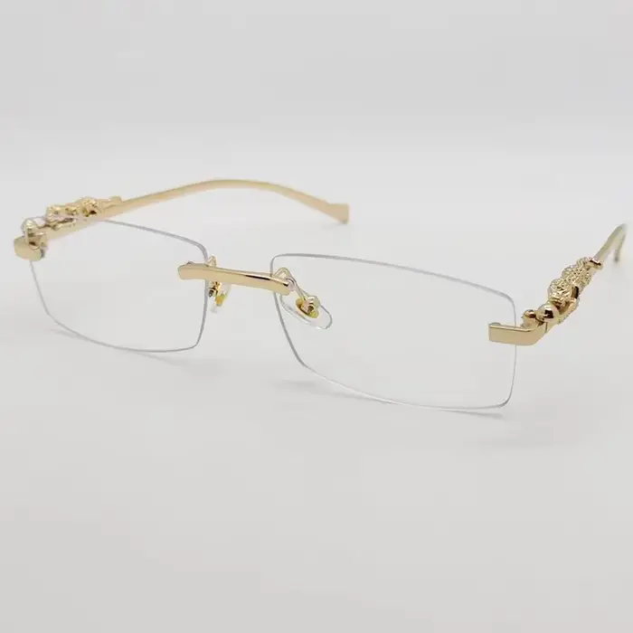 Monture de lunettes sans monture pour femmes et hommes, mode guépard, décoration Business Cool, mont