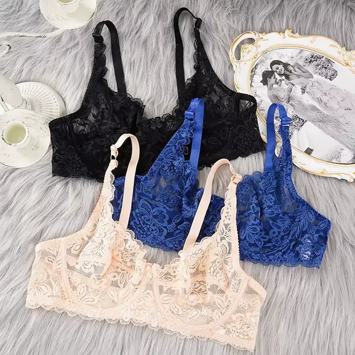 Soutien-gorge push-up en dentelle élégant pour femmes, avec armatures, bretelles ajustables, design transparent et confortable pour tous les jours
