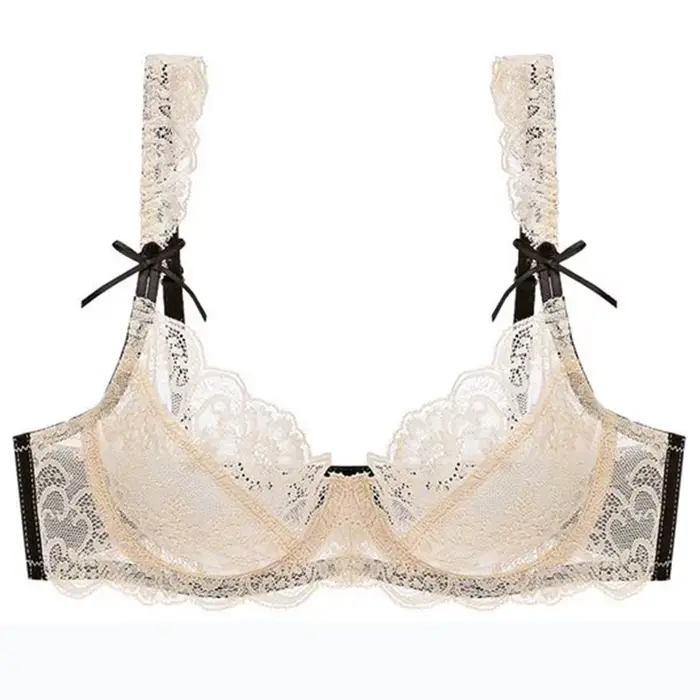 Soutien-gorge en dentelle pour femmes, grande taille, bonnet ABCDE, haut trois quarts, Sexy, Ultra f