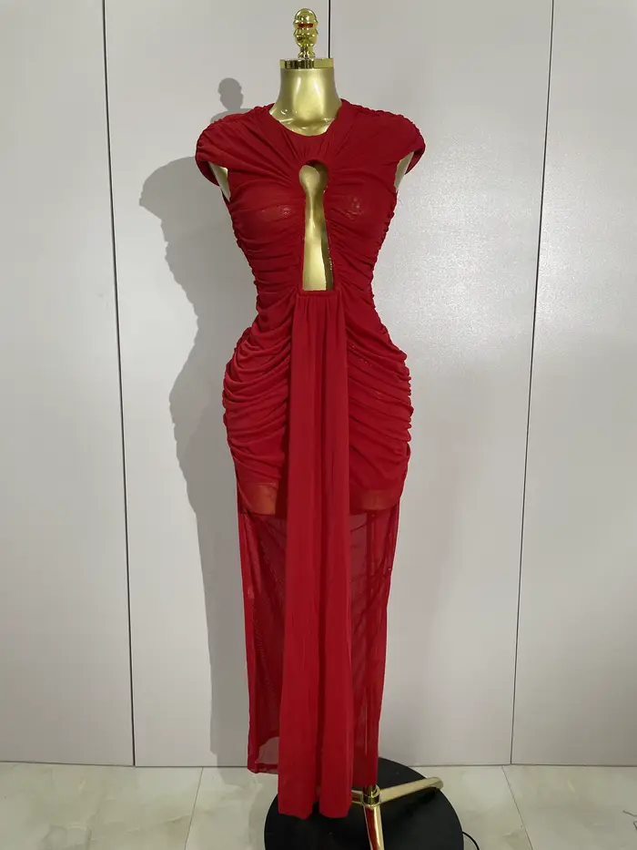 Dámské sexy šaty bez rukávů s kulatým výstřihem