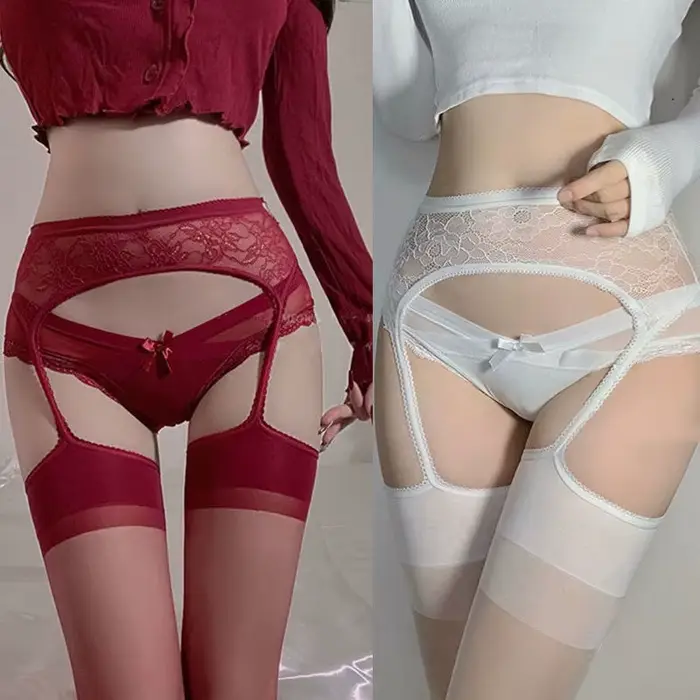 Sexy krajkové punčochy pro ženy, měkké stehenní punčochy, podvazkový pás, na koleno, květinové punčocháče, nová móda