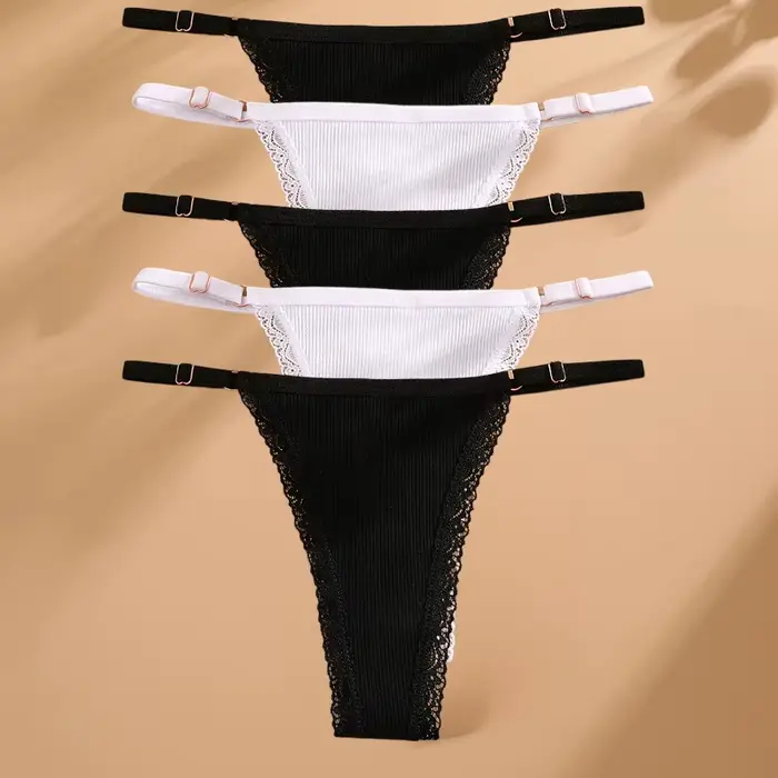 5 pièces/ensemble culottes en coton Sexy string sous-vêtements pour femmes t-back Lingerie Femme cal