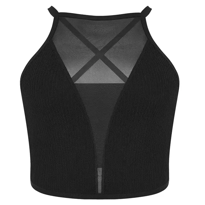 1 pièces Sexy maille Camisole haut court Corset côtelé dos nu sous-vêtements mode chaude femmes décontracté brassière débardeur Bralette Lingerie