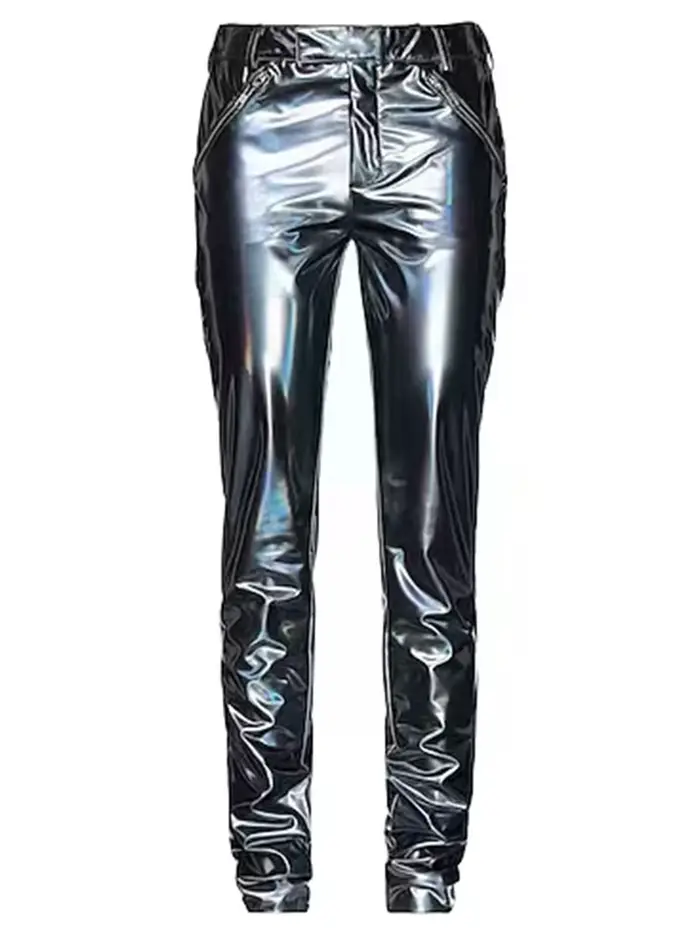 Pantalon gothique en cuir pour femme, taille haute, Slim FjWith Pocket, Ladies Pu commissionned Slim